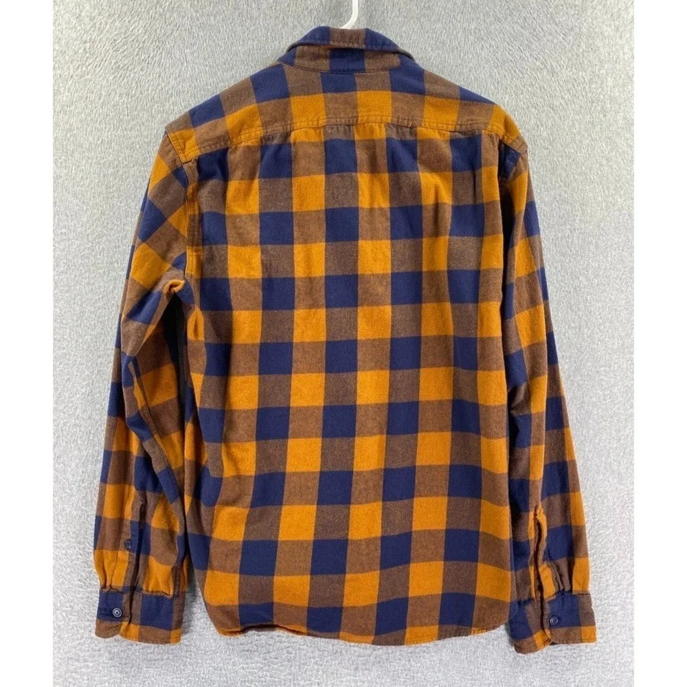 Madewell Shirt Mens Large Orange‎ Buffalo Check Flannel Lightweight Relaxed Fit